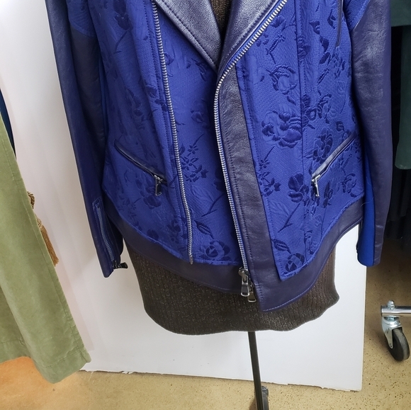 Rebecca Taylor Genuine Lamb Leather Midnight Floral Jacquard Jacket Size… - Picture 12 of 13